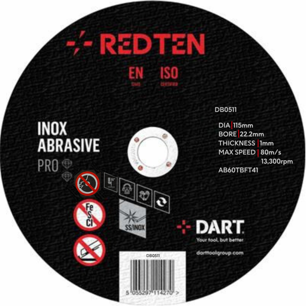 DART RED TEN SS INOX 115MM ABRASIVE DISC