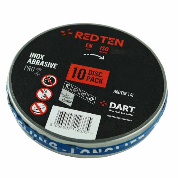 DART RED TEN SS INOX 115MM ABRASIVE DISC 10 PACK